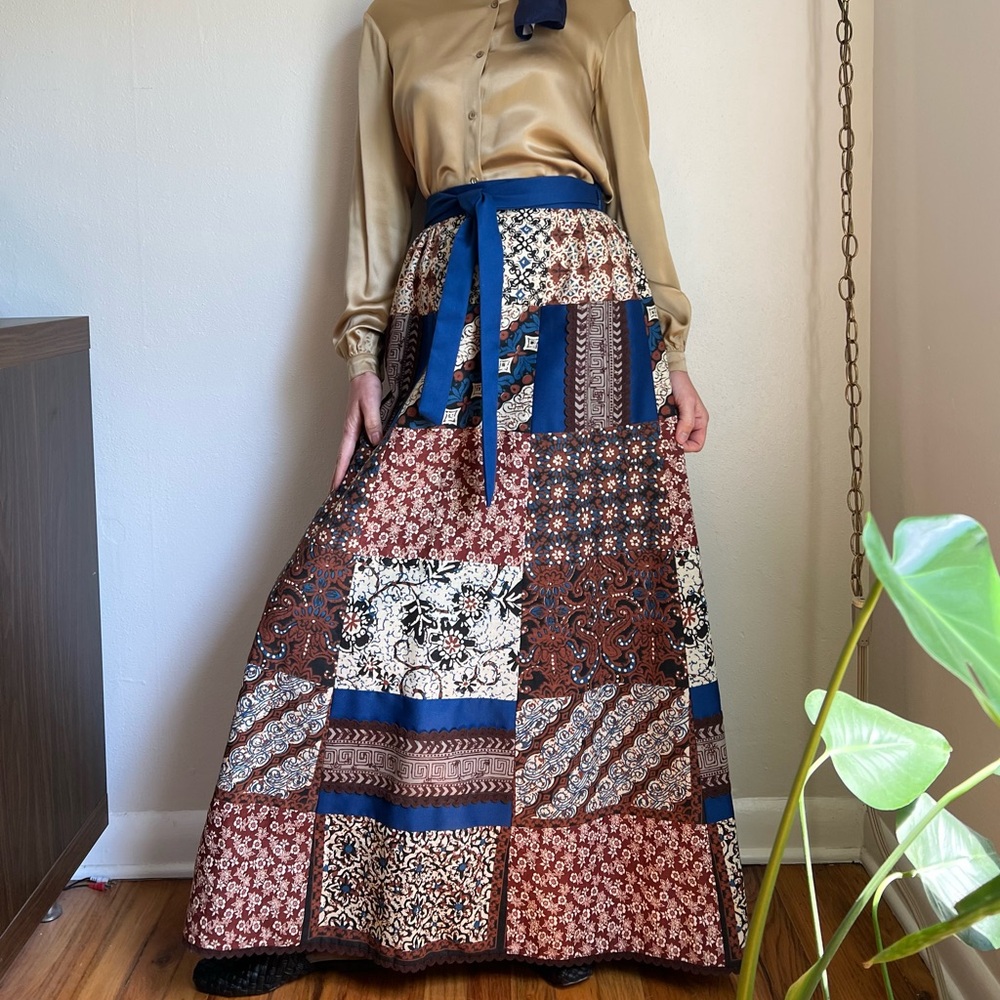 70s Patchwork Maxi Wrap Skirt - Picture 6 of 9